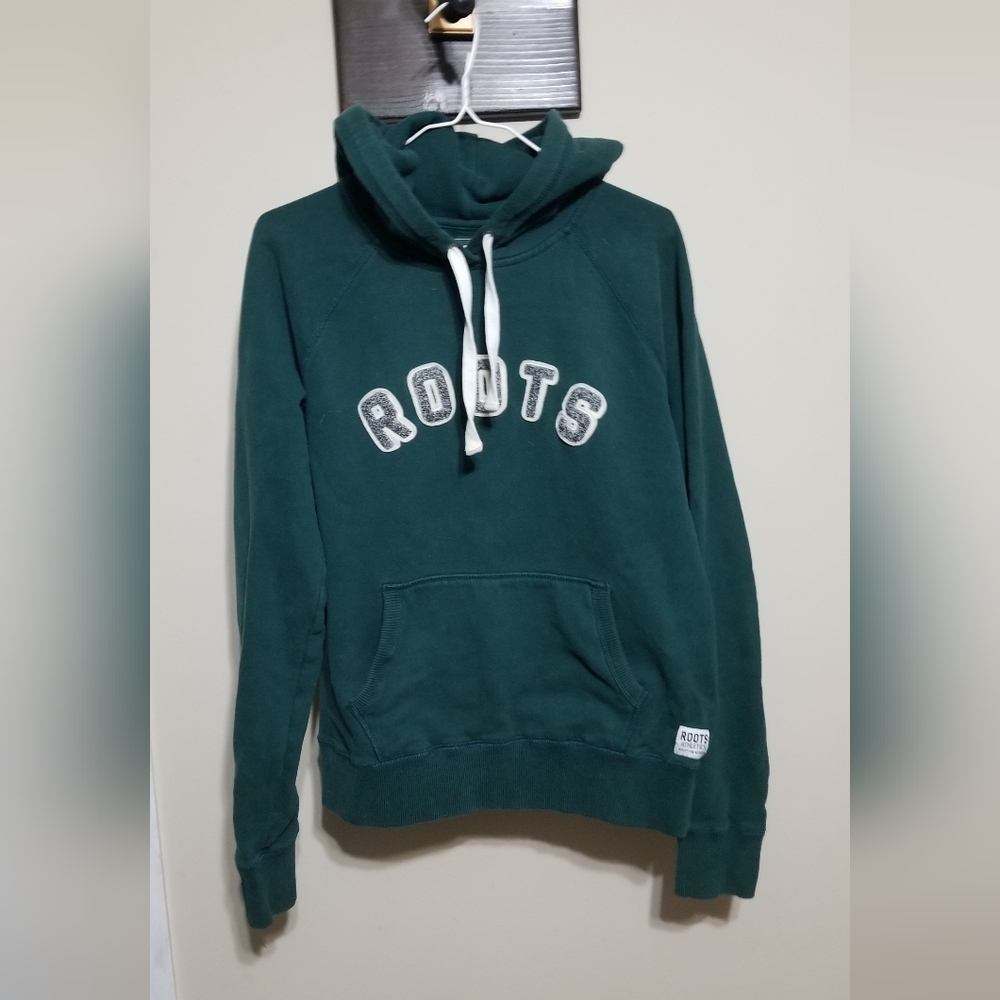 Roots Hoodie Medium Green Athletic Sporty Pullover